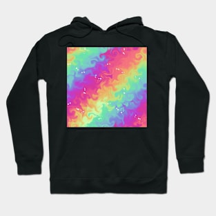 Silly Floating Googly Eyes on Rainbow Swirls Hoodie